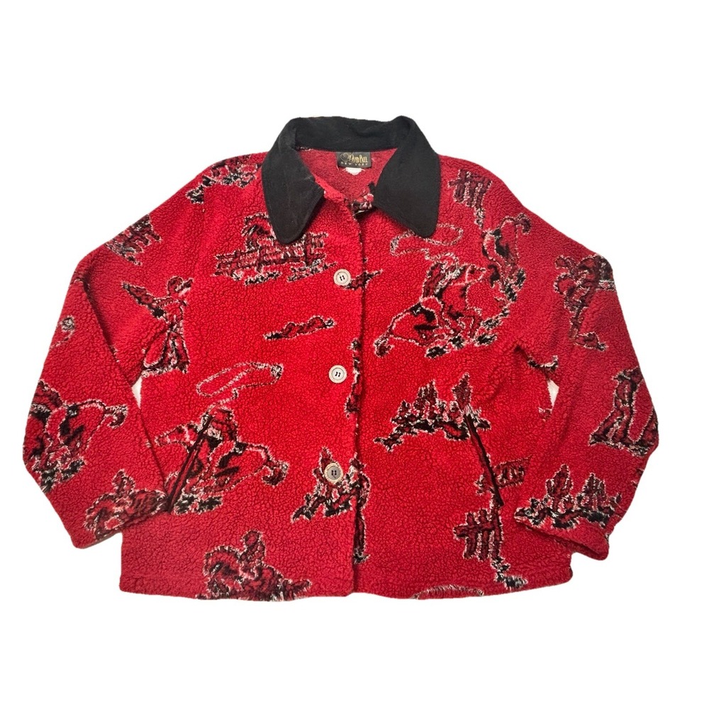 Vintage David Paul New York Western Tapestry Jacket‎ Rodeo Cowboy USA Large AOP